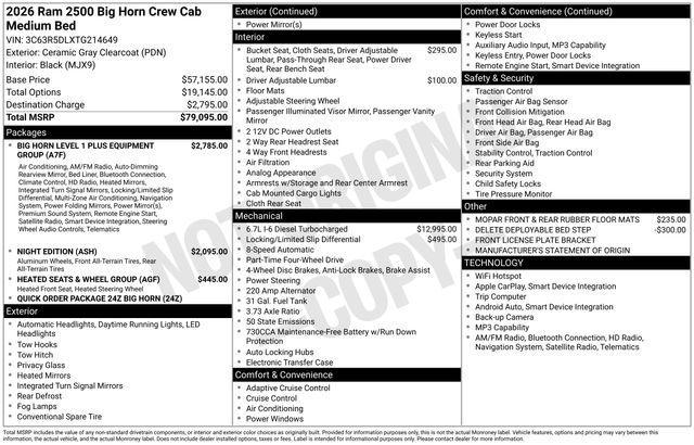 new 2026 Ram 2500 car, priced at $66,200