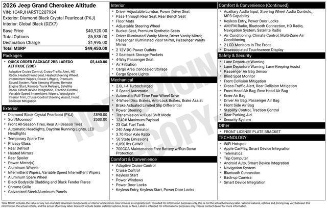 new 2026 Jeep Grand Cherokee car, priced at $38,200