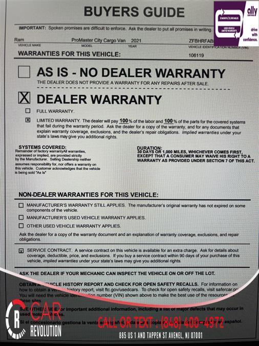 used 2021 Ram ProMaster City car, priced at $16,145