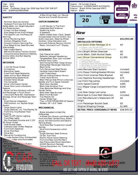 used 2023 Ram ProMaster 3500 car, priced at $23,850