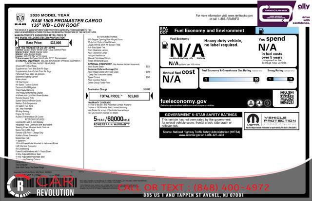 used 2020 Ram ProMaster 1500 car, priced at $17,950