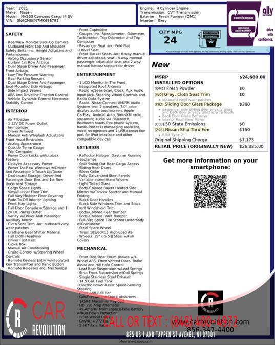 used 2021 Nissan NV200 car, priced at $10,999