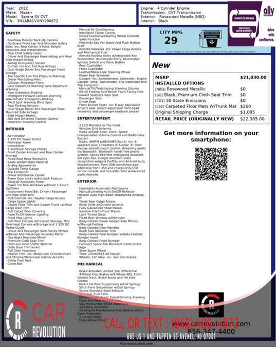 used 2022 Nissan Sentra car, priced at $13,999