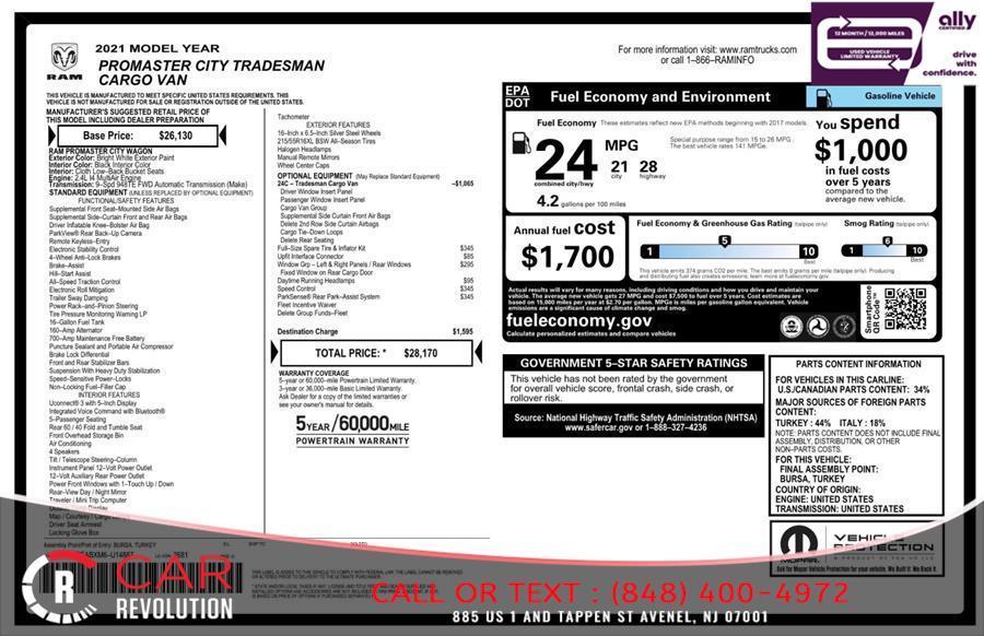 used 2021 Ram ProMaster City car, priced at $10,950