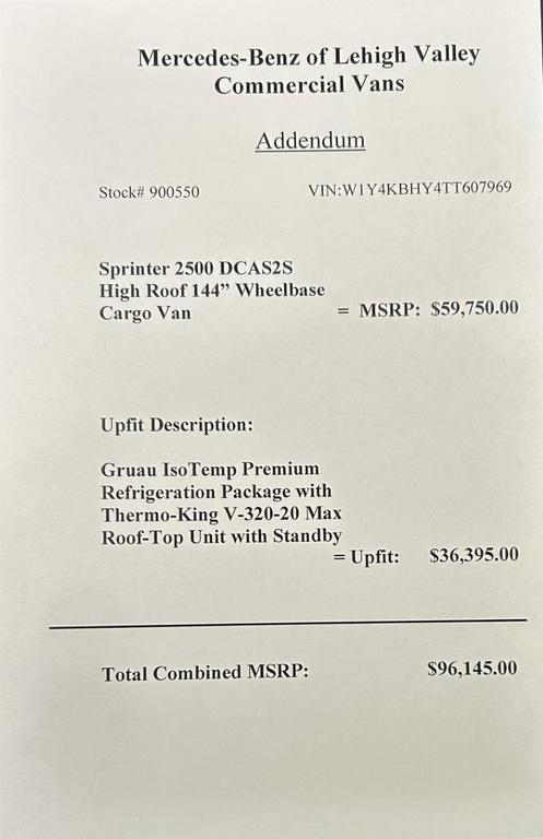 new 2026 Mercedes-Benz Sprinter 2500 car, priced at $96,635