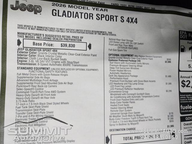 new 2026 Jeep Gladiator car, priced at $46,835