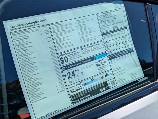new 2026 BMW 840 Gran Coupe car, priced at $104,310