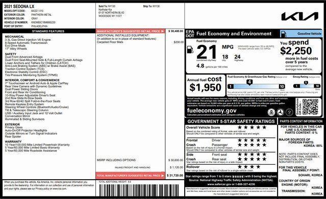 used 2021 Kia Sedona car, priced at $21,785