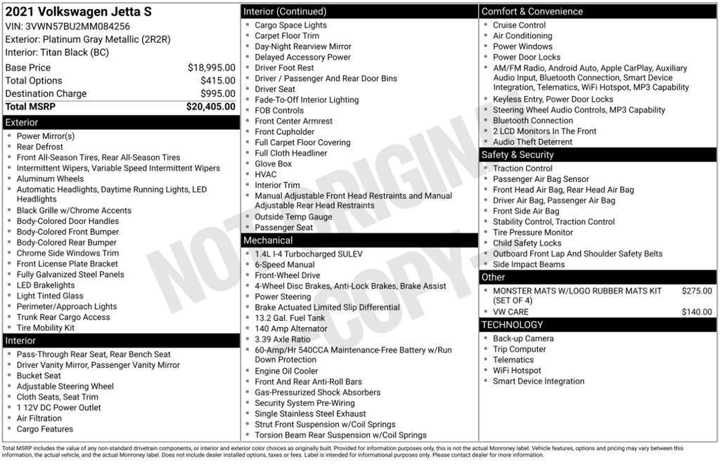 used 2021 Volkswagen Jetta car, priced at $13,985