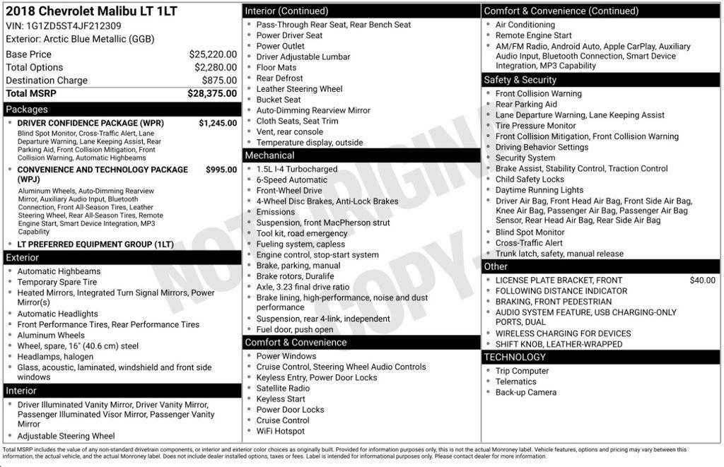 used 2018 Chevrolet Malibu car, priced at $11,895