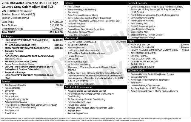 new 2026 Chevrolet Silverado 3500 car, priced at $80,976