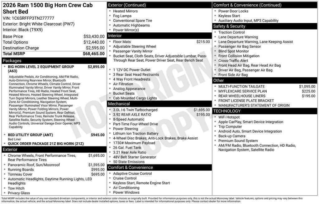 new 2026 Ram 1500 car, priced at $66,430