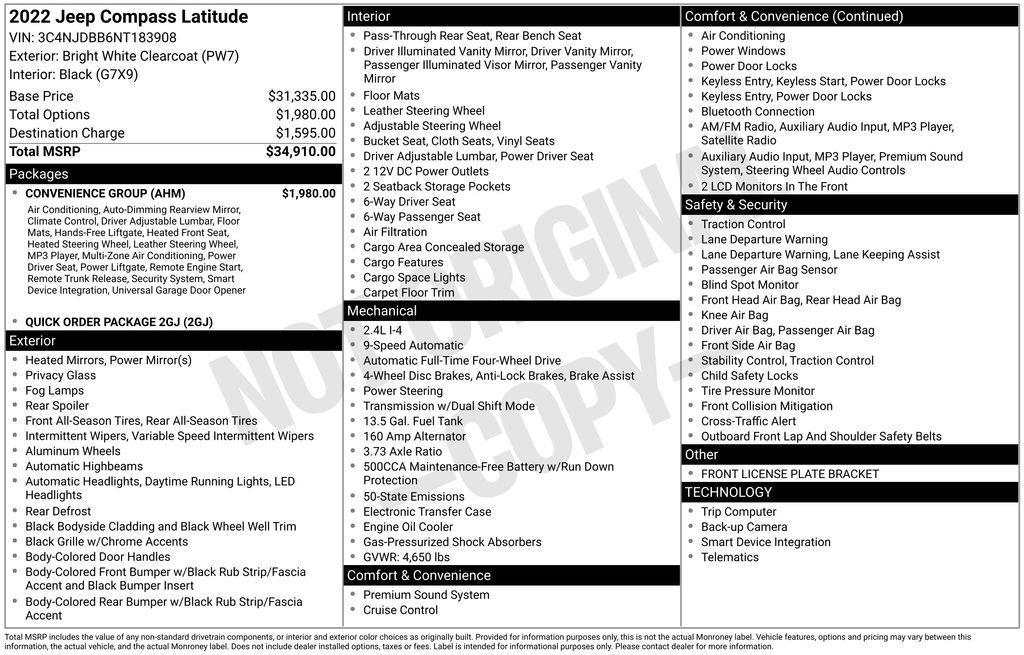 used 2022 Jeep Compass car, priced at $19,990