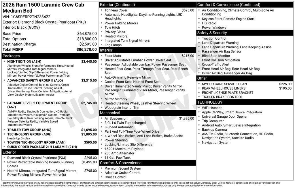 new 2026 Ram 1500 car, priced at $85,525