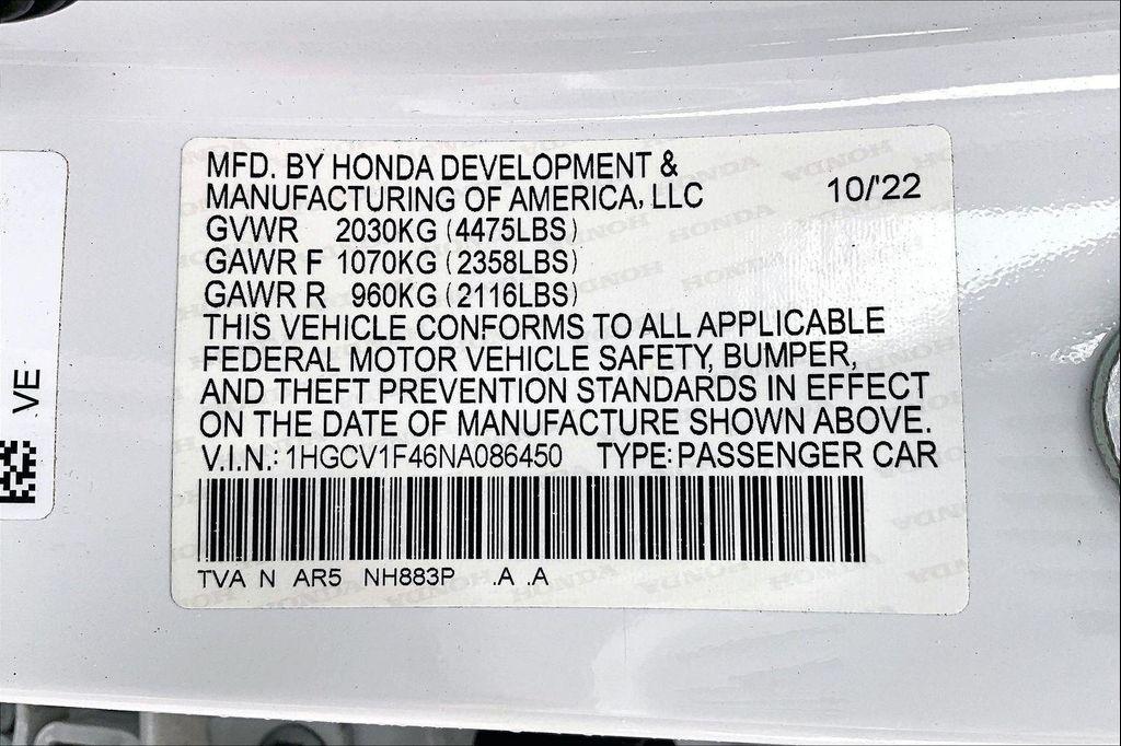 used 2022 Honda Accord car, priced at $24,392