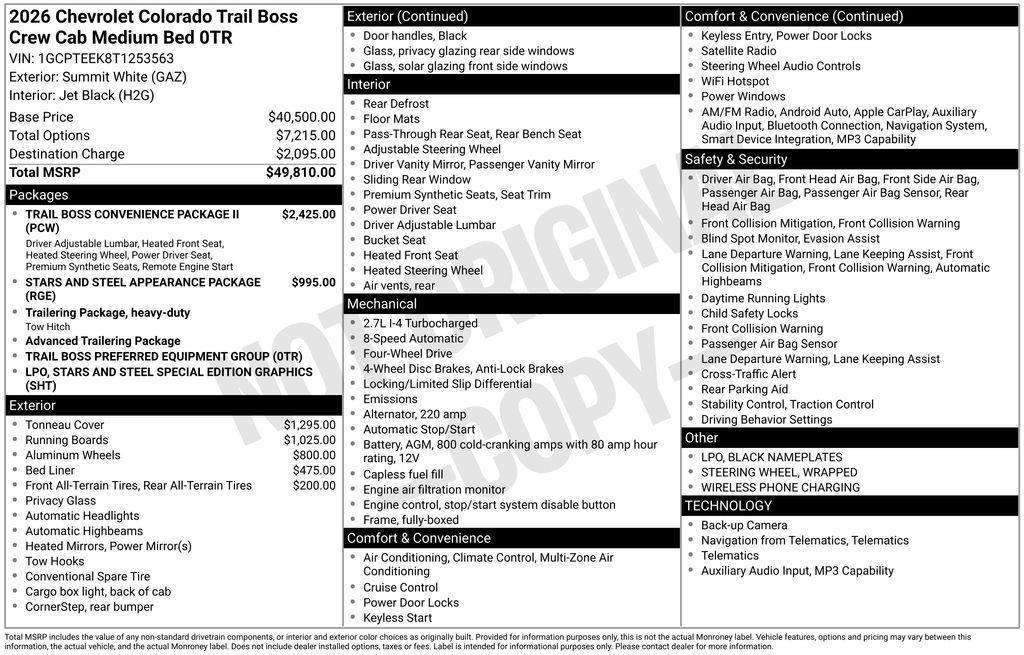 new 2026 Chevrolet Colorado car, priced at $45,371