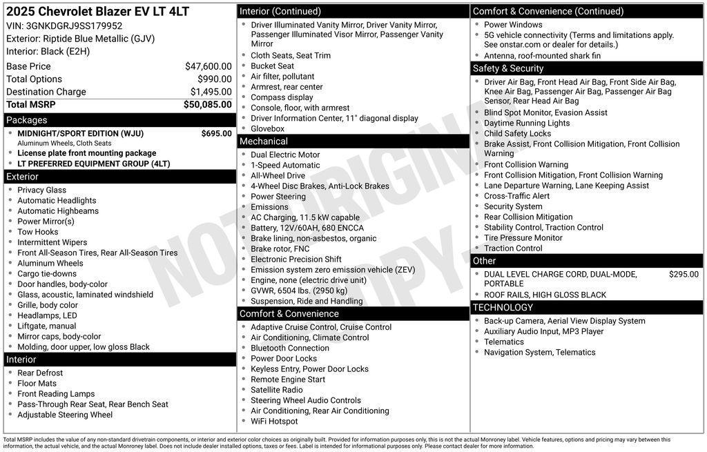 new 2025 Chevrolet Blazer EV car, priced at $37,485