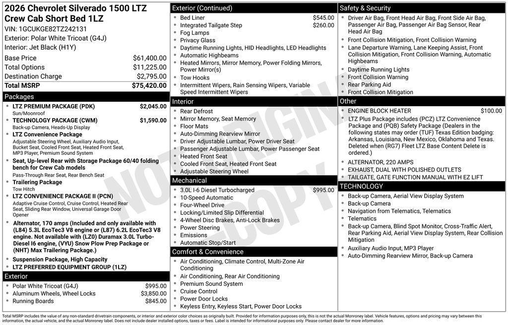 new 2026 Chevrolet Silverado 1500 car, priced at $65,315