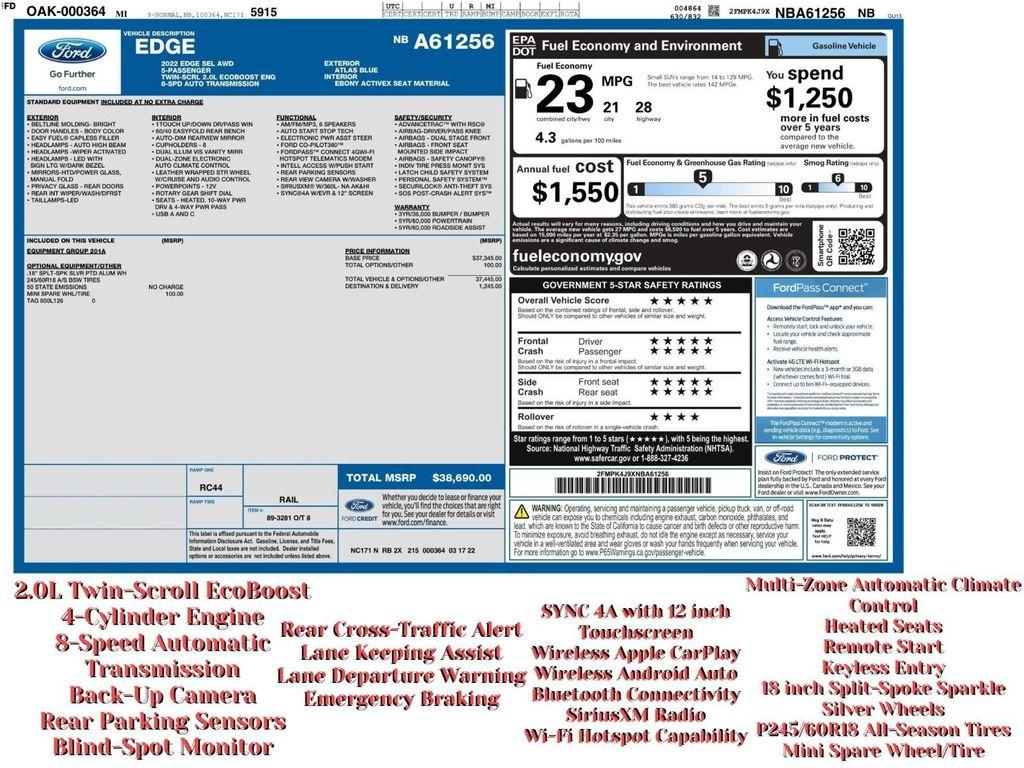 used 2022 Ford Edge car, priced at $19,995