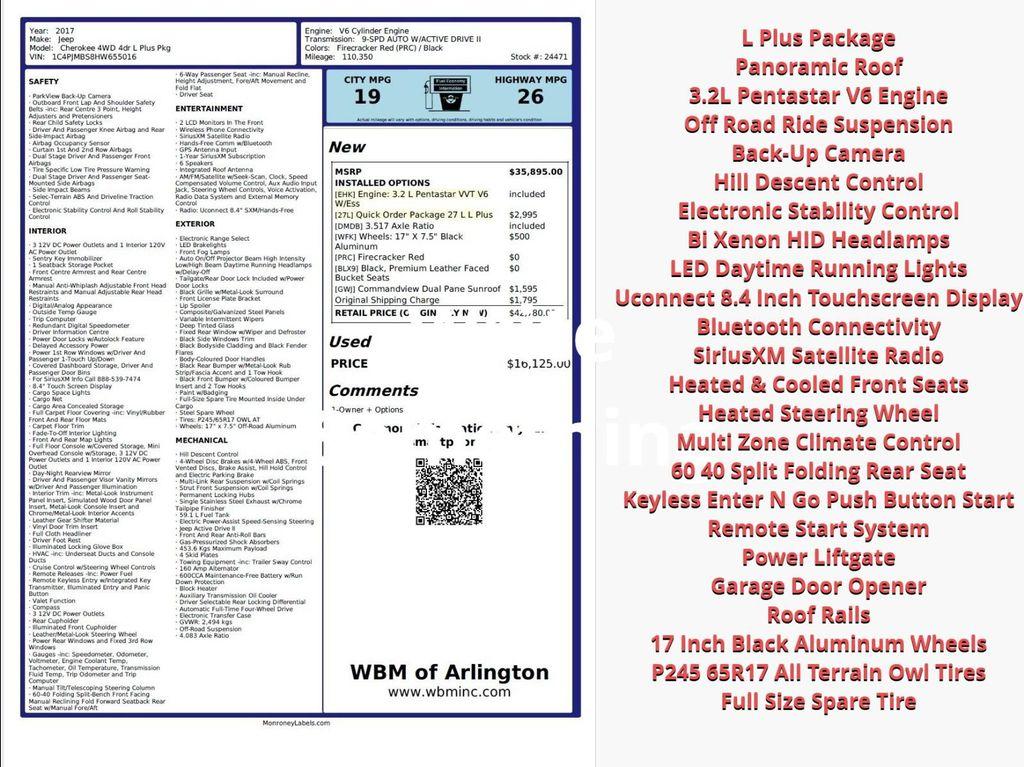 used 2017 Jeep Cherokee car, priced at $11,695