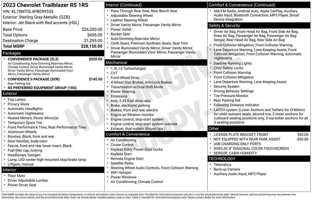 used 2023 Chevrolet TrailBlazer car, priced at $20,613