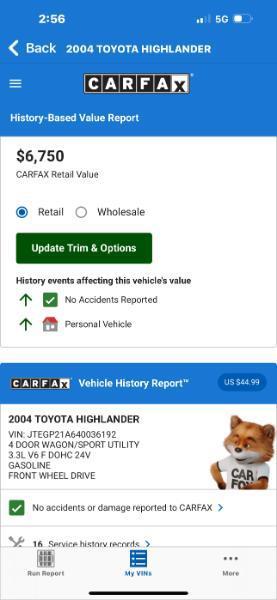 used 2004 Toyota Highlander car, priced at $3,950