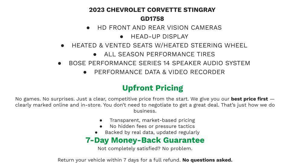 used 2023 Chevrolet Corvette car, priced at $70,392