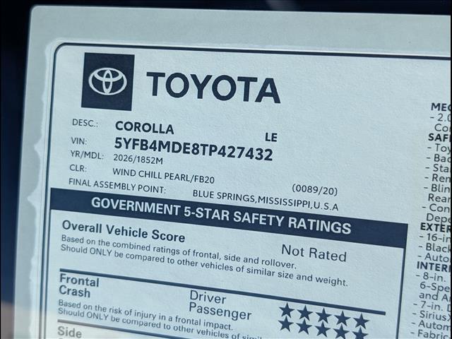 new 2026 Toyota Corolla car, priced at $25,543