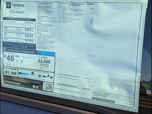 new 2026 Toyota Camry car, priced at $37,853