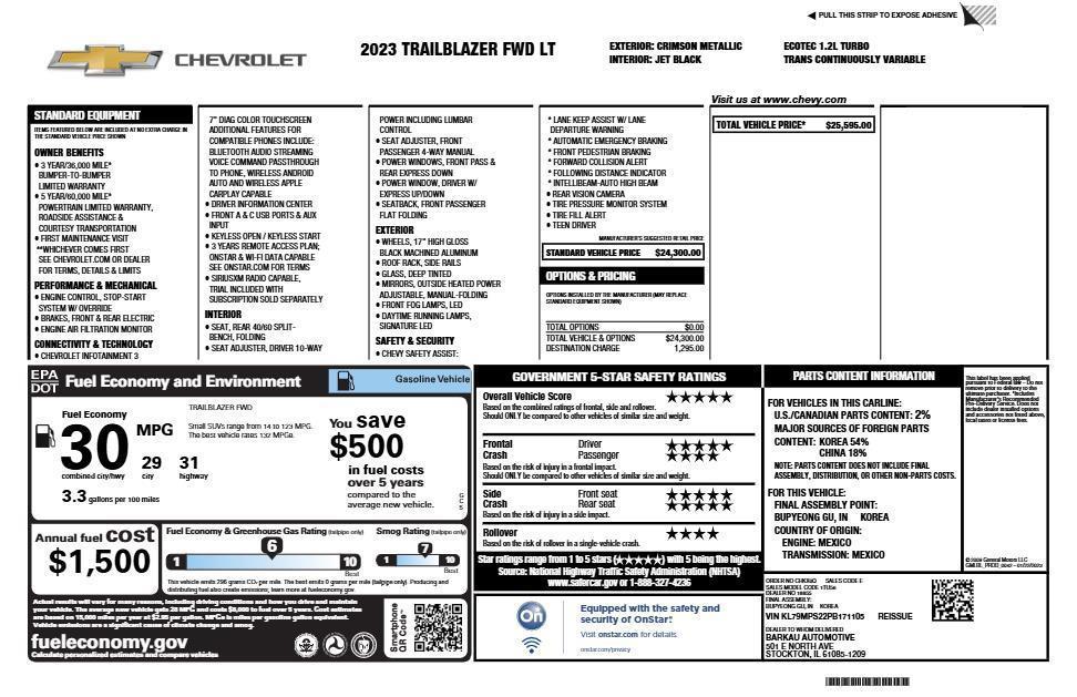 used 2023 Chevrolet TrailBlazer car, priced at $19,598