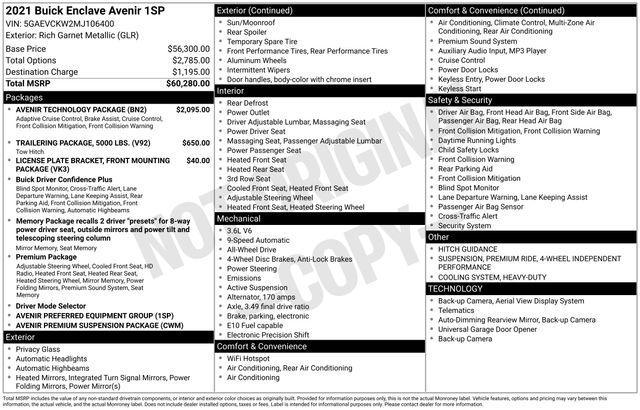 used 2021 Buick Enclave car, priced at $29,000