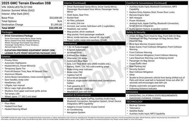 used 2025 GMC Terrain car, priced at $28,103