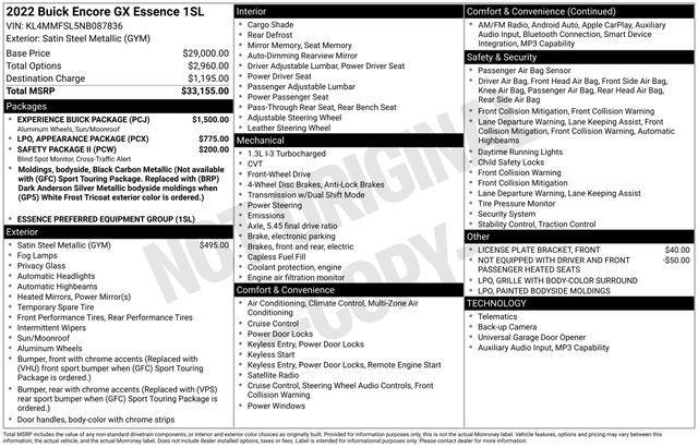 used 2022 Buick Encore GX car, priced at $18,997