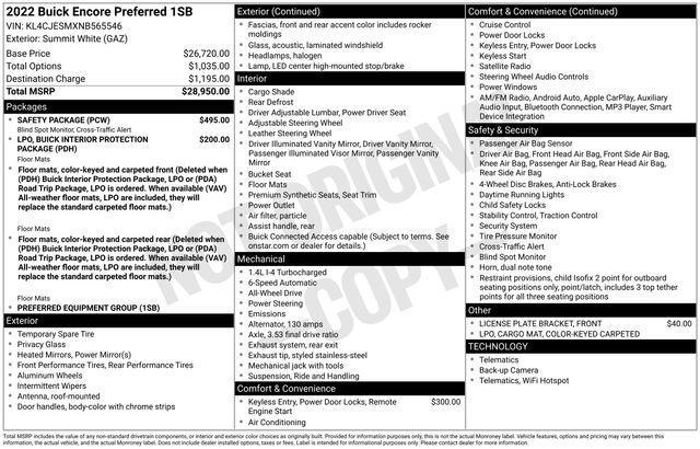 used 2022 Buick Encore car, priced at $18,953