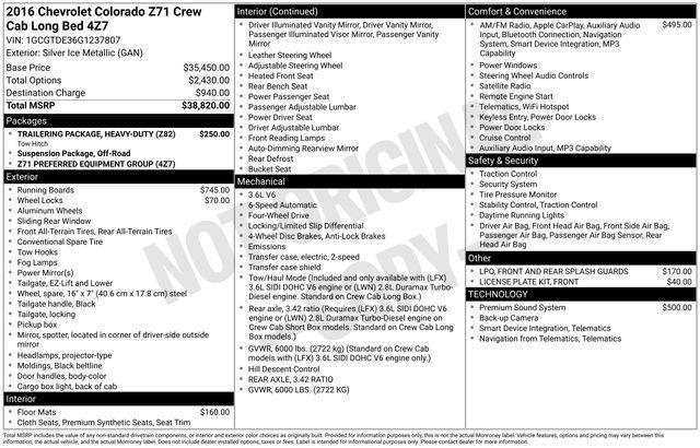 used 2016 Chevrolet Colorado car, priced at $20,497