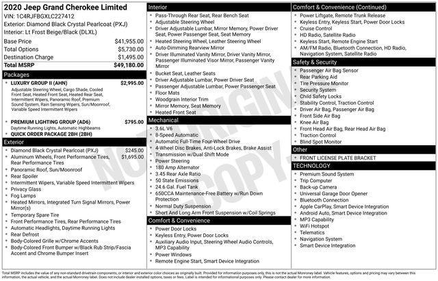 used 2020 Jeep Grand Cherokee car, priced at $24,997