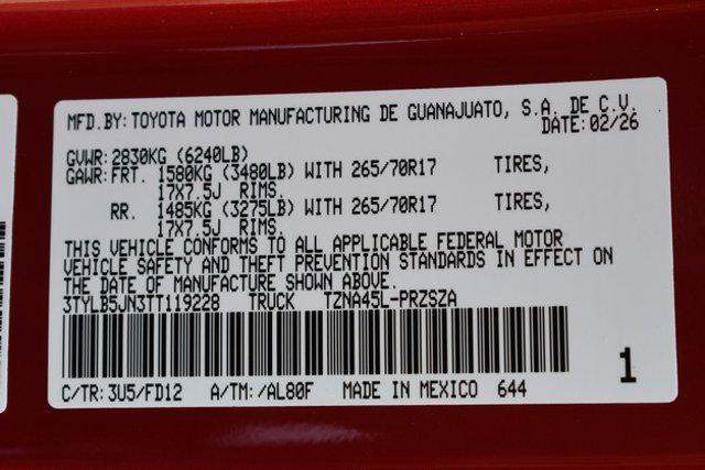 new 2026 Toyota Tacoma car, priced at $43,941