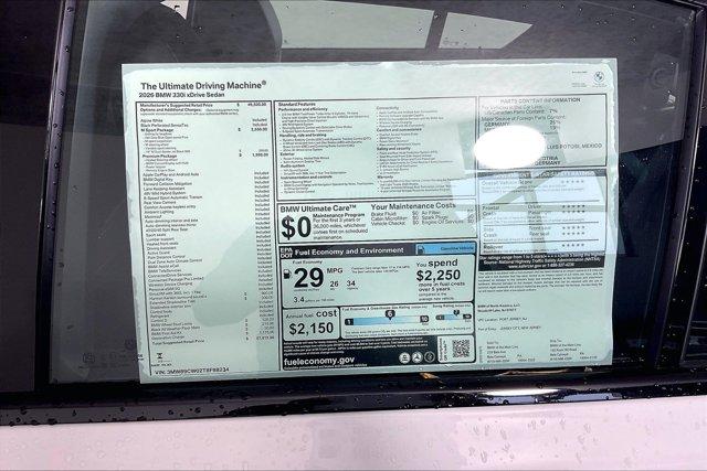 new 2026 BMW 330 car, priced at $57,015
