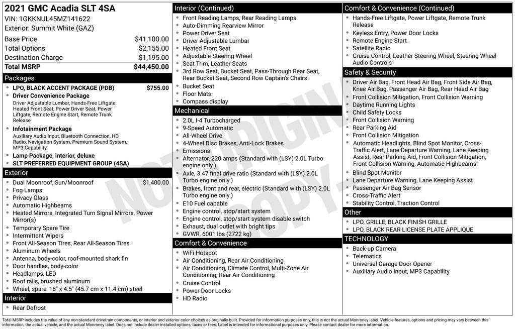 used 2021 GMC Acadia car, priced at $19,400