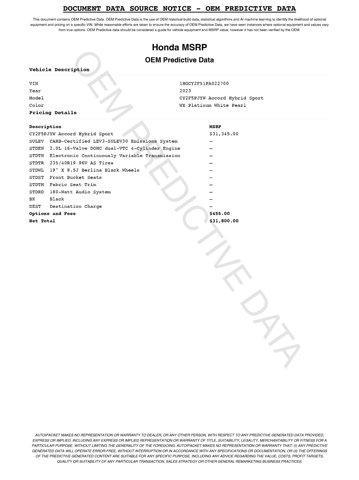 used 2023 Honda Accord Hybrid car, priced at $25,971