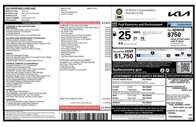 used 2023 Kia Sportage car, priced at $19,471