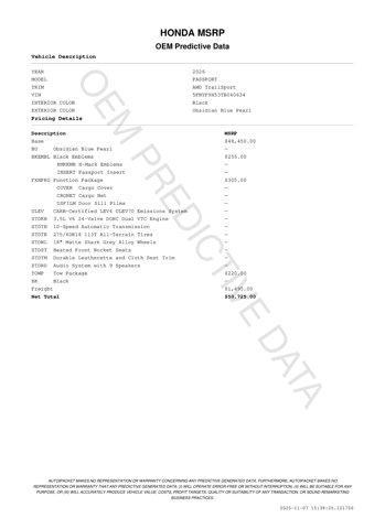 new 2026 Honda Passport car, priced at $48,425