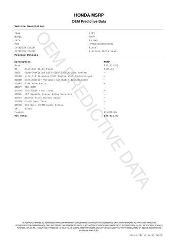 used 2023 Honda CR-V car, priced at $29,844