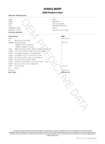 new 2026 Honda Passport car, priced at $49,705