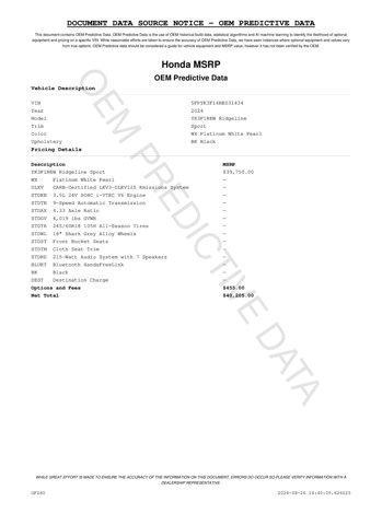 used 2024 Honda Ridgeline car, priced at $41,765