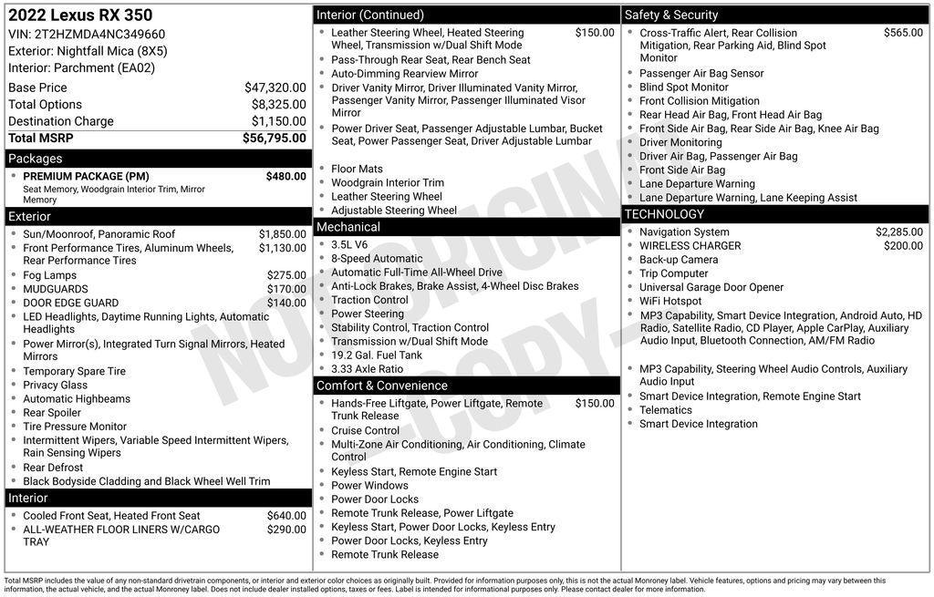 used 2022 Lexus RX 350 car, priced at $37,289