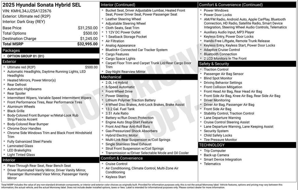 used 2025 Hyundai Sonata Hybrid car, priced at $24,950