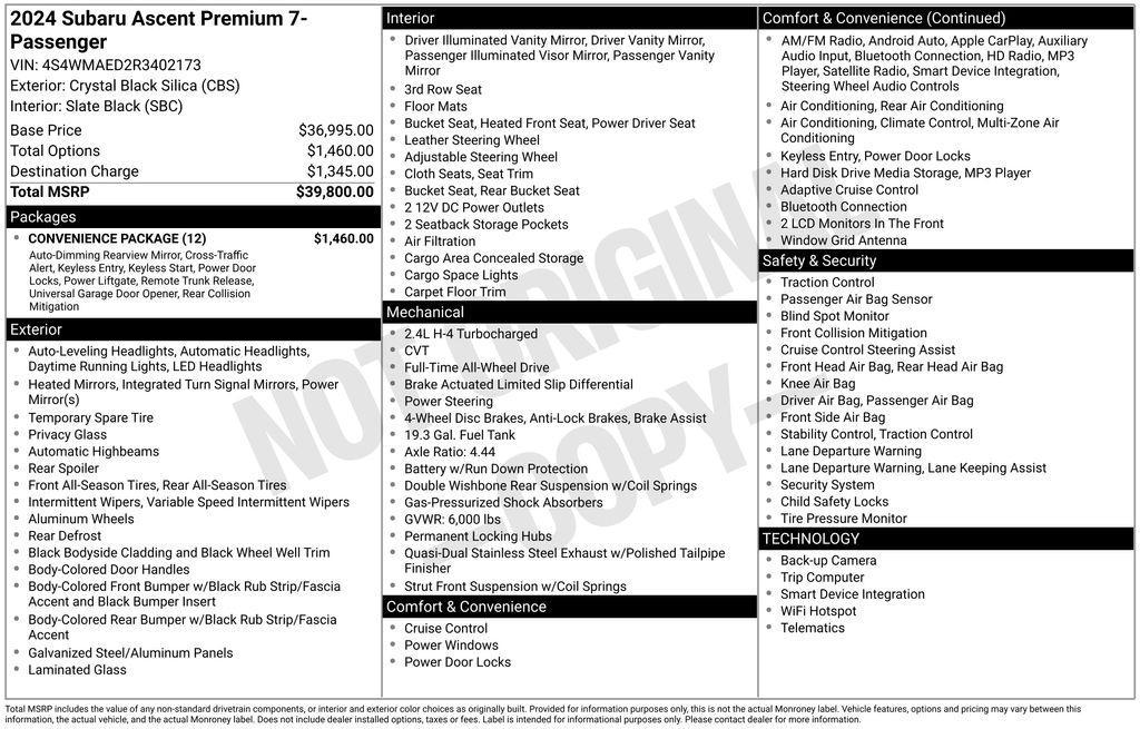 used 2024 Subaru Ascent car, priced at $27,250