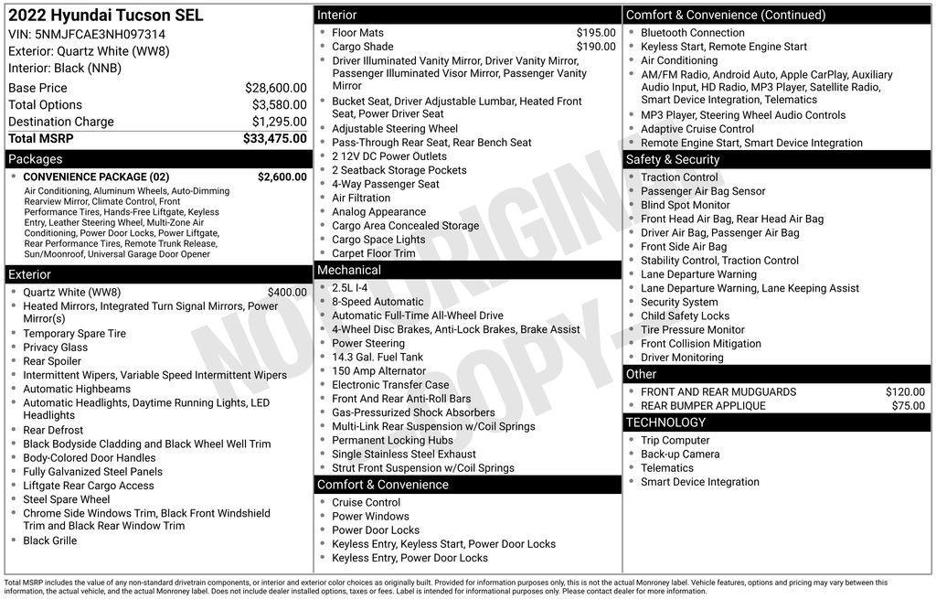 used 2022 Hyundai Tucson car, priced at $20,950