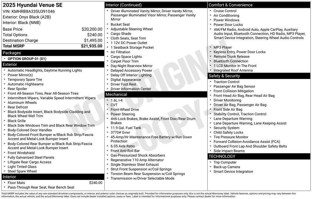 used 2025 Hyundai Venue car, priced at $19,950